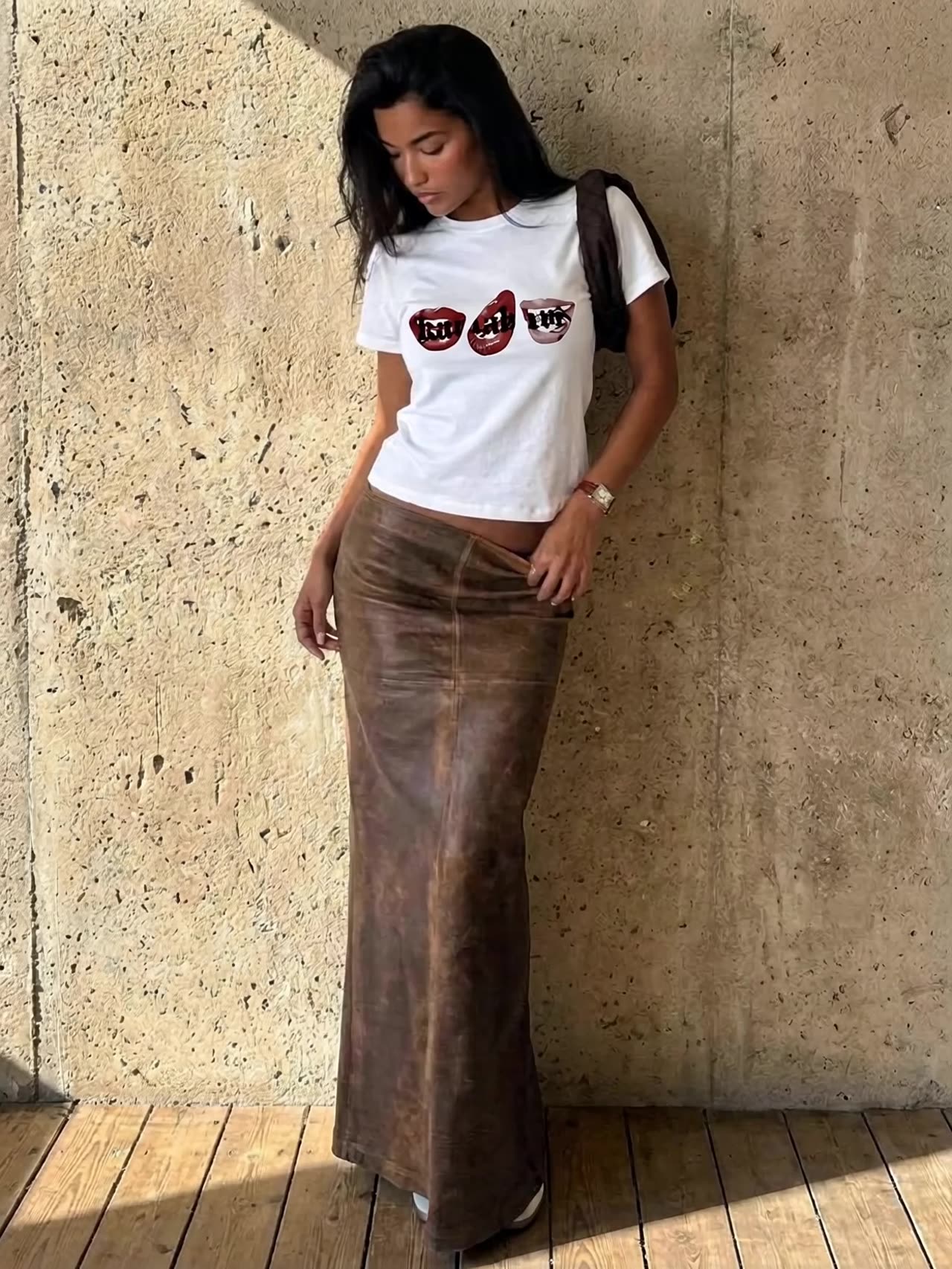 Cream Kiss Tee, on model